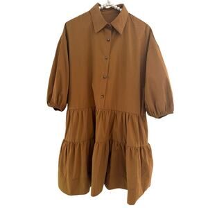 Brown oversized blouse dress size M